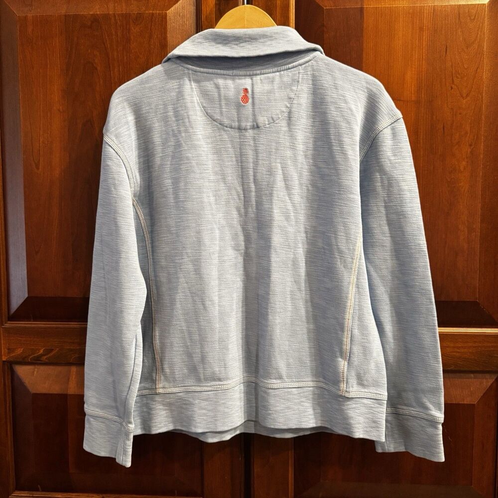 Tommy Bahama Tobago Bay 1/4 Zip Pullover Women’s Blue Textured Knit Sweatshirt L - Picture 13 of 15